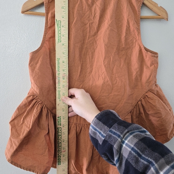 Anthropologie Vanessa Virginia Top Size 0 Orange Sienna Eyelet Peplum Boho Hippy - Picture 7 of 7